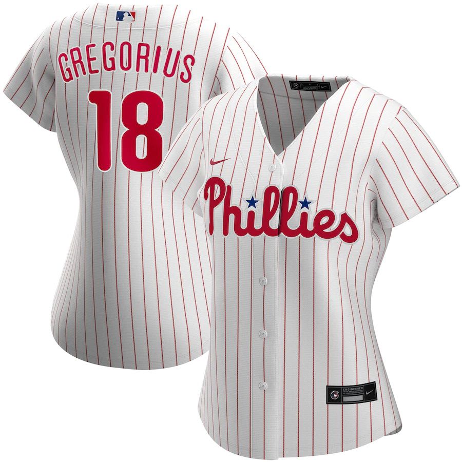 Womens Philadelphia Phillies #18 Didi Gregorius Nike White Home Replica Player MLB Jerseys